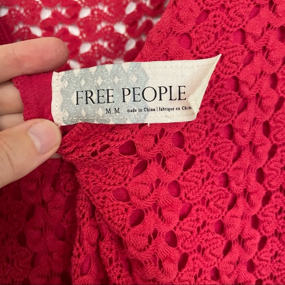 Free People Red Crochet Mini Dress - Picture 5 of 6